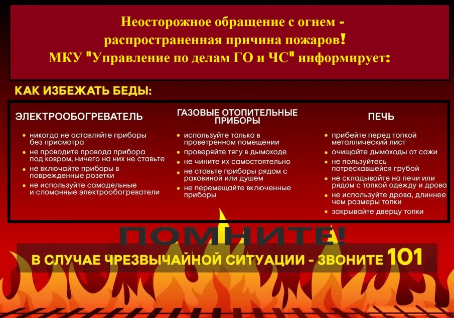С наступлением холодной погоды возрастает количество пожаров в жилых домах